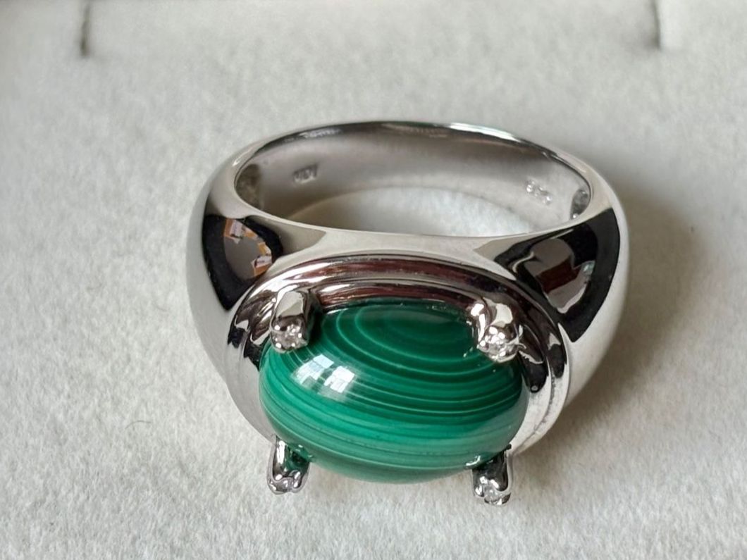 Anelli: Ring Malachit, 4 Brillanten, Silber 925, Gr. 60, NEU – Nuovo (secondo la descrizione) da Brugg AG venduto da lau_9rvy 5