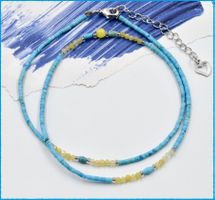 ♛ Zierlich zarte echte Türkis & Serpentin Kette