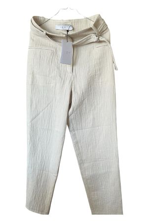 IRO Beige Textured Belted Trousers Summer Size 38 EU 10 US B