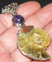 Anhänger L-7974 – Ammonit mit Amethyst Perle – ca.3x6 cm