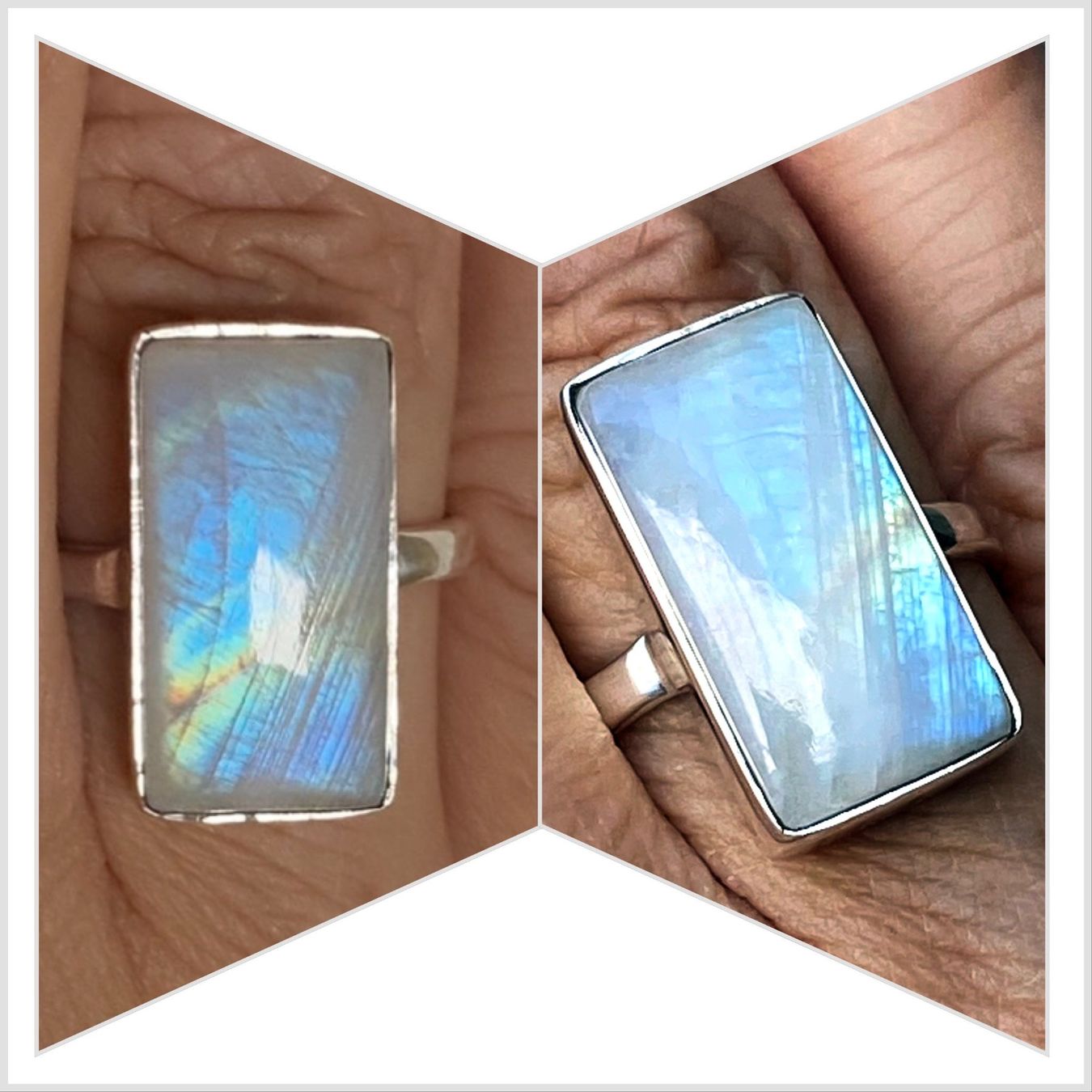 Anelli: Ring Silber 925 mit Regenbogen-Mondstein – Nuovo e nell'imballaggio originale da Matten b. Interlaken venduto da kero71 1
