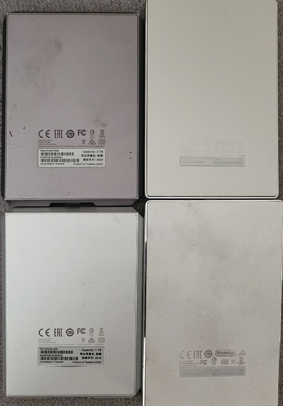 Harddisks: 4x externe Festplatten 1TB und 2TB, 2018-2020 Module – Defekt aus Zürich von Gulbi1919