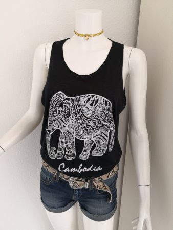 🤩BOHO-CHIC TOP SCHWARZ & ELEFANT-DRUCK NEU & D&G P.