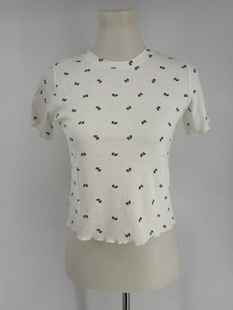 Shirt Gr. M/ L gerippt mit Schleifenmuster 