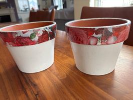 2 x Blumentopf mit Rosen / Serviettentechnik neu