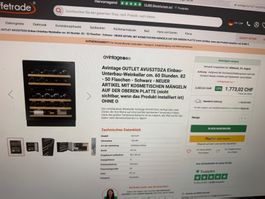 Neuer ungebrauchter Weinkühlschrank 50Flaschen 60x82cm 550,-
