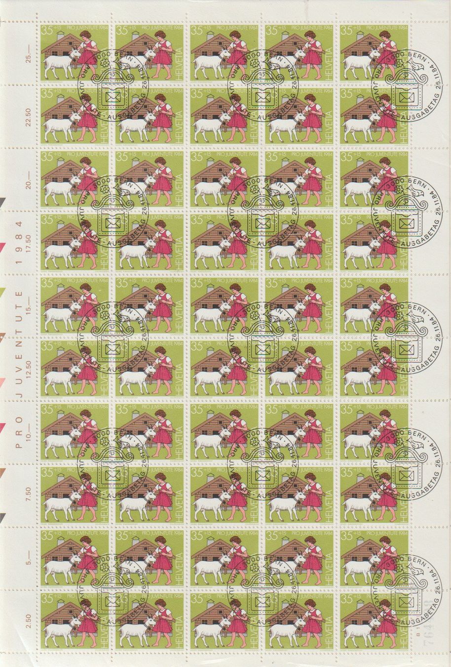 Alle Briefmarken: Timbre Pro Juventute 1984 bloc complet 3 feuilles – Gebraucht aus Crans-Montana von kira56 3