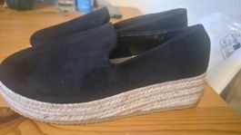 Schwarze Keilabsatz Espadrilles Grösse 39 – Sommerliche Pump