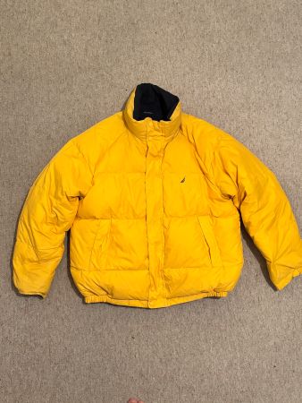 Vintage Nautica Wendejacke / Daunenjacke XL – Blau & Gelb