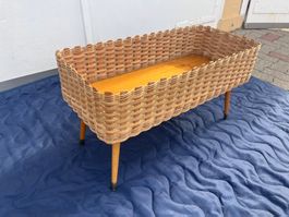 Blumentisch Rattangeflecht, Original 50er 60er Jahre, Top!