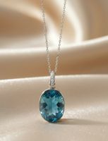 Silber 925 Anhänger mit blauem Topas - NEU