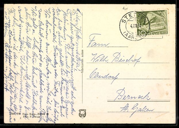 Cartoline postali: Niederwil /Aarg., Teilansicht, Fliegerau – Usato da Berlin venduto da bartko-reher 1