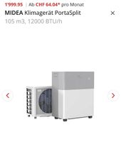 MIDEA Klimagerät PortaSplit 105 m3, 12000 BTU/h