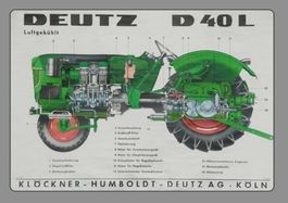 Blechschild-DEUTZ D 40 L TRAKTOR-TECHN. BESCHREIBUNG