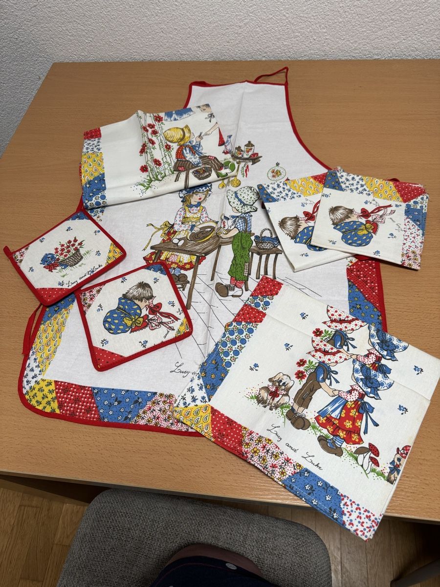 Tutte le decorazioni: Retro Küchentextilien Set, 8-teilig, Baumwolle – Nuovo (secondo la descrizione) da Küsnacht ZH venduto da IrischkaB