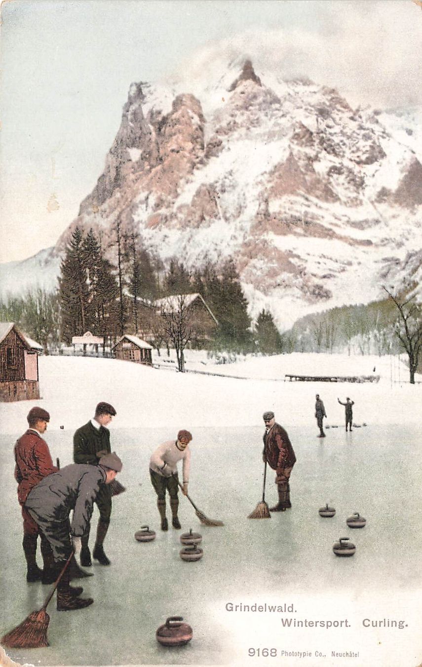 Cartoline postali: Grindelwald wintersport curling – Usato da Biasca venduto da Blenio71