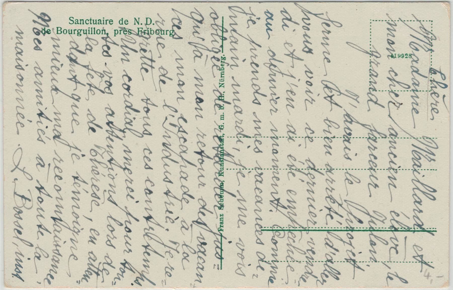 Cartoline postali: FR 30 Bourguillon Sanctuaire Notre Dame – Usato da Fribourg venduto da philafri 1
