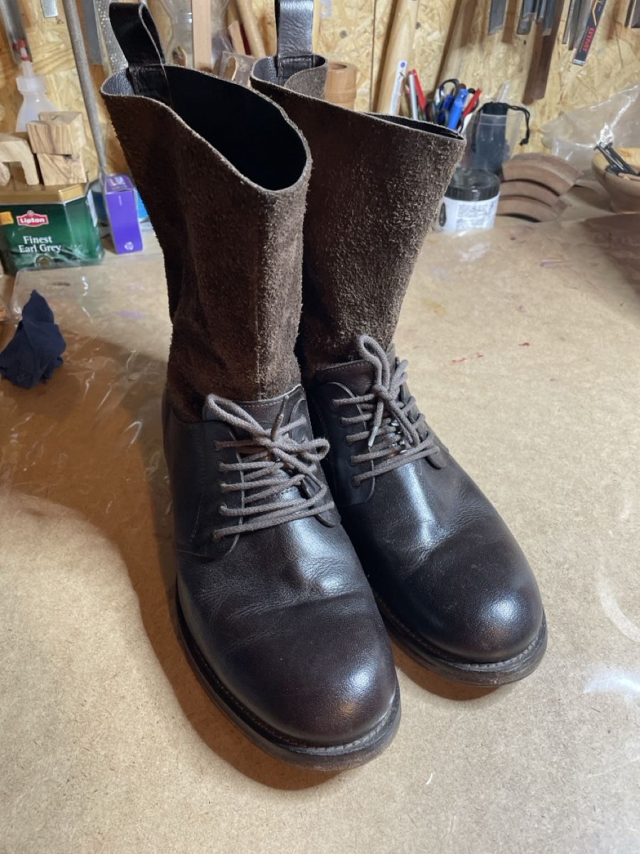 Navyboot Herrenschuhe: Brown Leather Suede Boots Size 45 Used Condition – Gebraucht aus Savagnier von Fenton1995