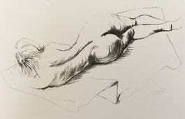 Otto Dix     "Liegender Akt auf Tuch"   Druck