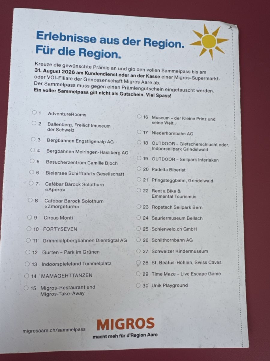 Migros Raccolte di bollini & punti: Migros Aare Sammelpass – Nuovo (secondo la descrizione) da Unterentfelden venduto da Loonah 1