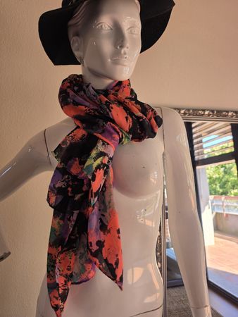 Foulard leggero stampa astratta multicolor unico