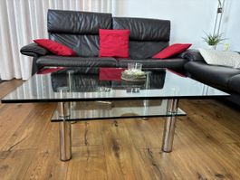 Moderner Glas-Couchtisch mit Ablage, Top Zustand!