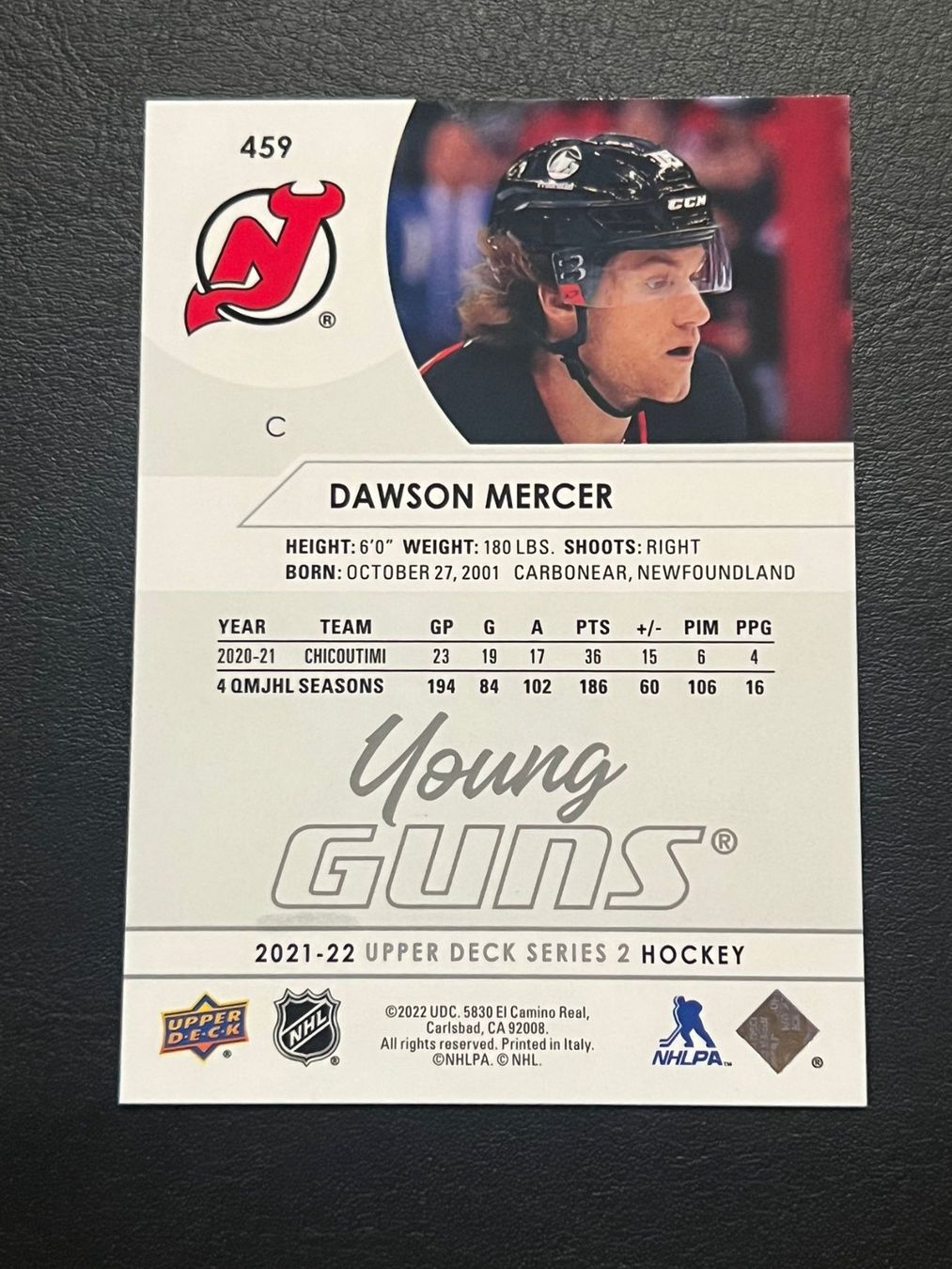 NHL Carte collezionabili: Dawson Mercer 2021 Young Guns New Jersey Devils – Nuovo (secondo la descrizione) da Möhlin venduto da SwissHockeyCards 1