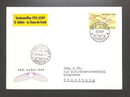 1949 Flugpost F45 ST. GALLEN - La Chaux-de-Fonds Illustriert