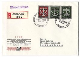 R-Brief Schweizer Spende 3.III.1945 Neuchâtel mit W19 + W20