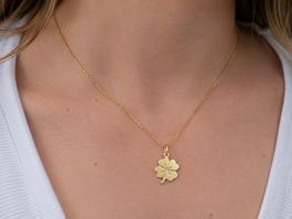 Kleeblatt Anhänger Gold333  Echtgold mit kette s925