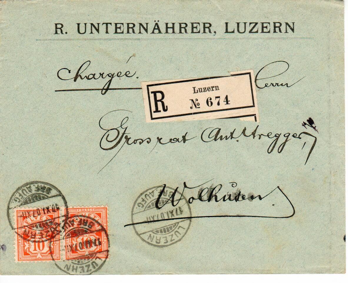 Tutti i francobolli: R - Brief Luzern 1907 – Usato da Wolhusen venduto da Curver9