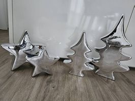 Weihnachtsdeko Silber Tannen mit Sternen NEU