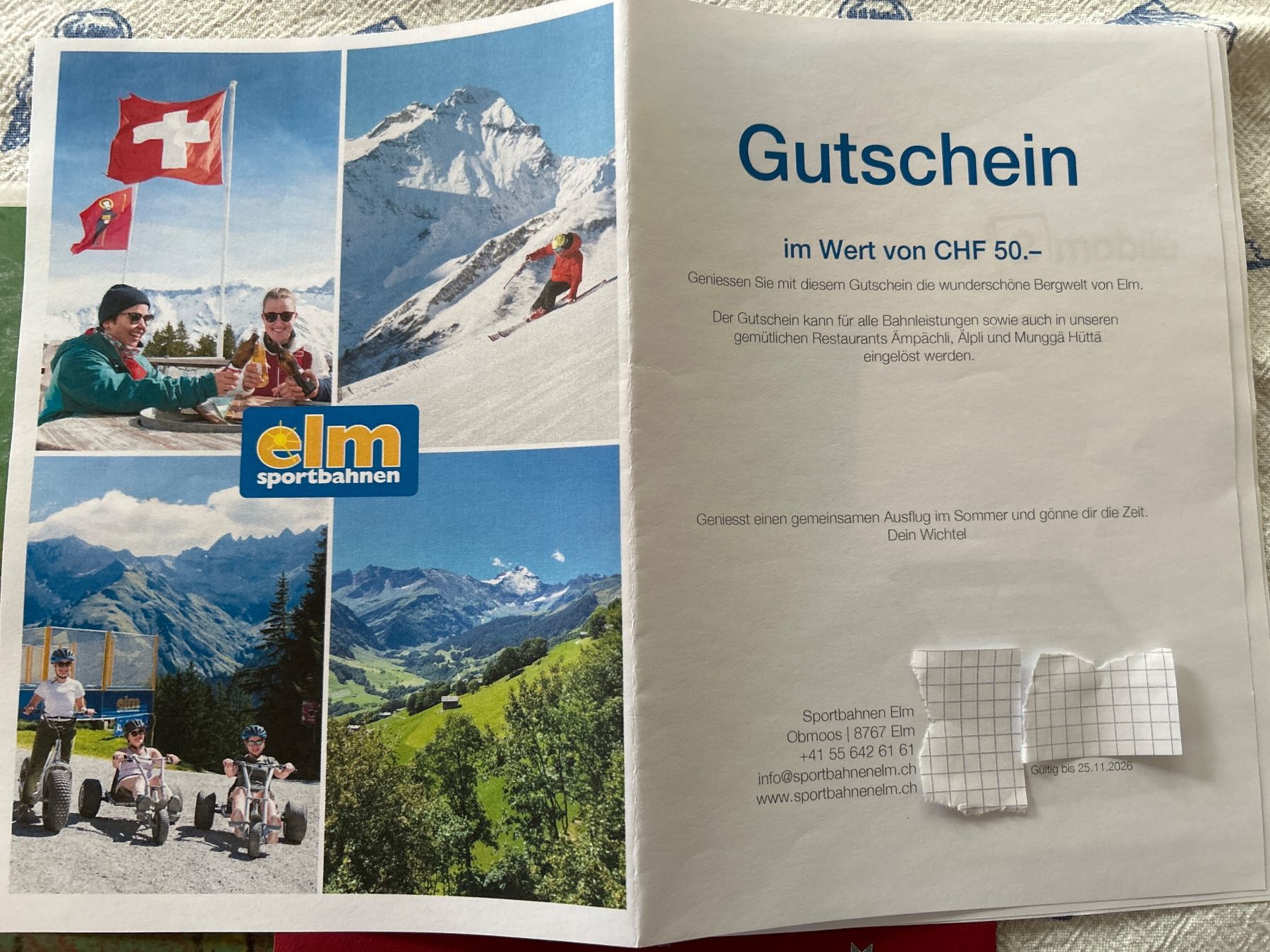 Buoni: Gutschein Elm – Nuovo e nell'imballaggio originale da Reichenburg venduto da nanuk015