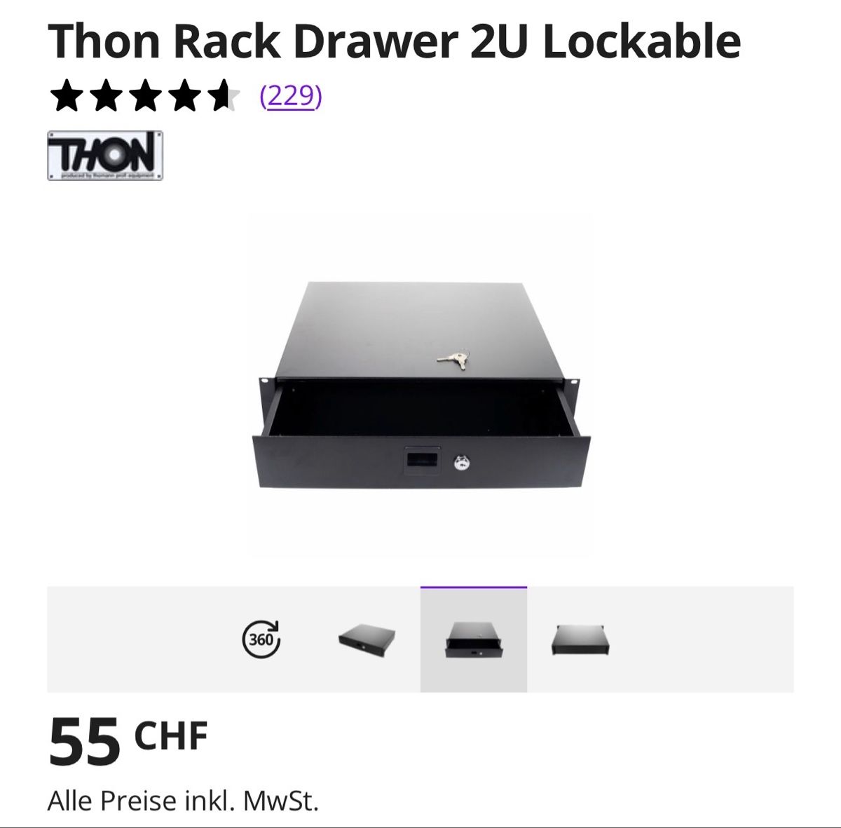 Autres accessoires: Thon Rack Drawer 2U Lockable schwarz – D'occasion à Eriz par qot 5