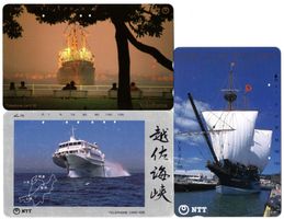 Schiffe - 3 schöne Motiv Telefonkarten aus Japan
