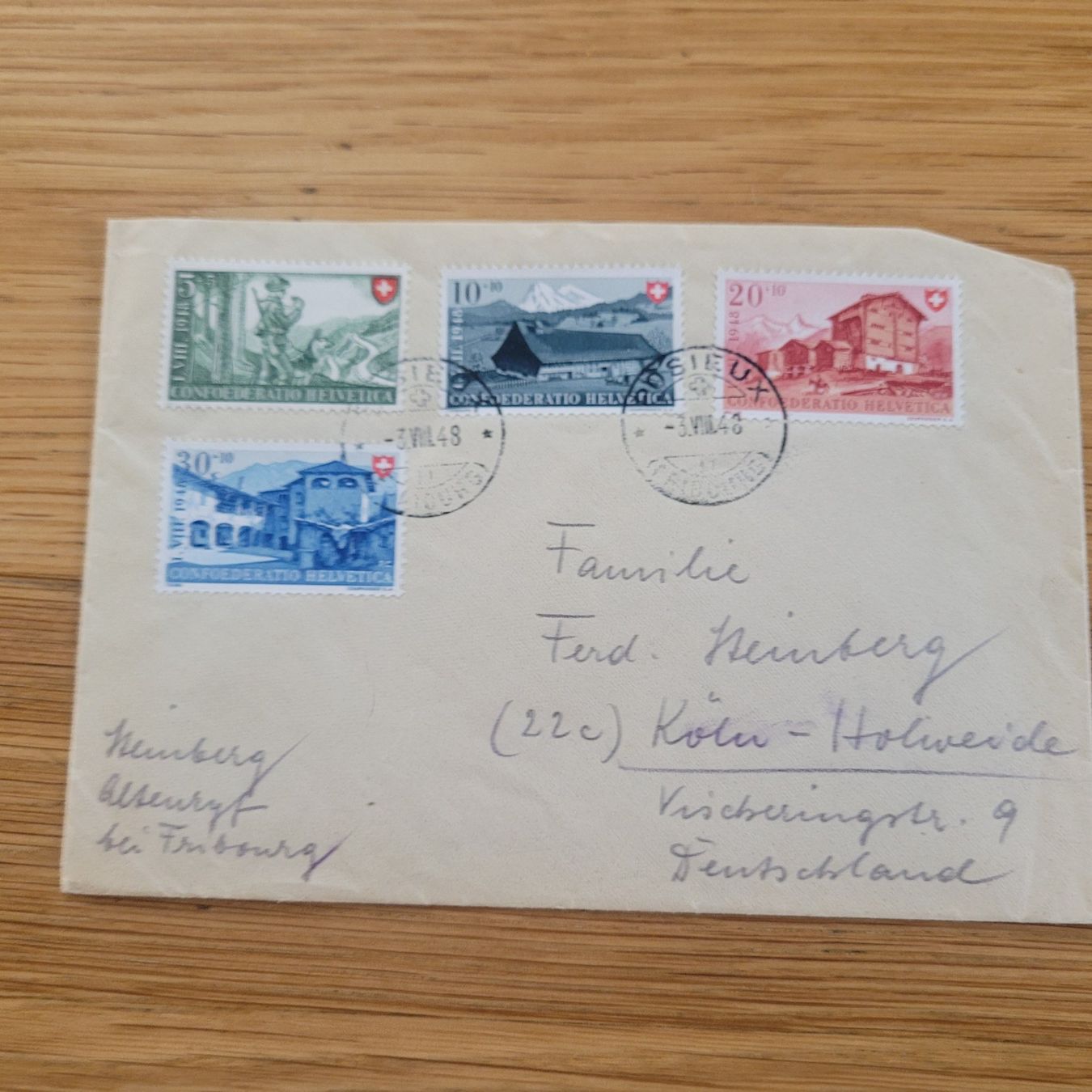Tutti i francobolli: Dokument Posieux 1948 – Usato da Biel/Bienne venduto da Destockweb