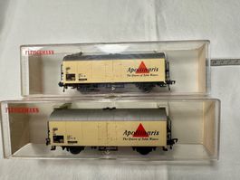 2 Fleischmann Kühlwagen Apolinaris Set Spur H0