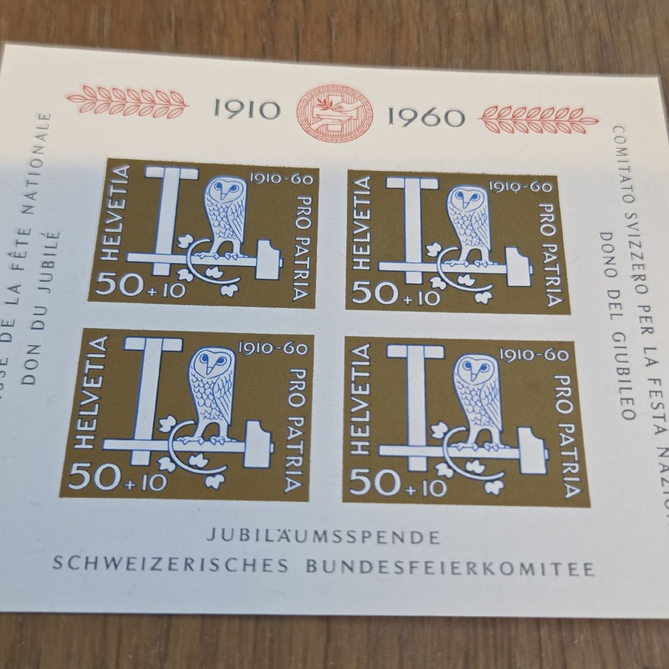 Tutti i francobolli: Pro Patria 1910-60 Jubiläumsspende, Viererblock Postfrisch.. – Usato da Stans venduto da Ducati16 4