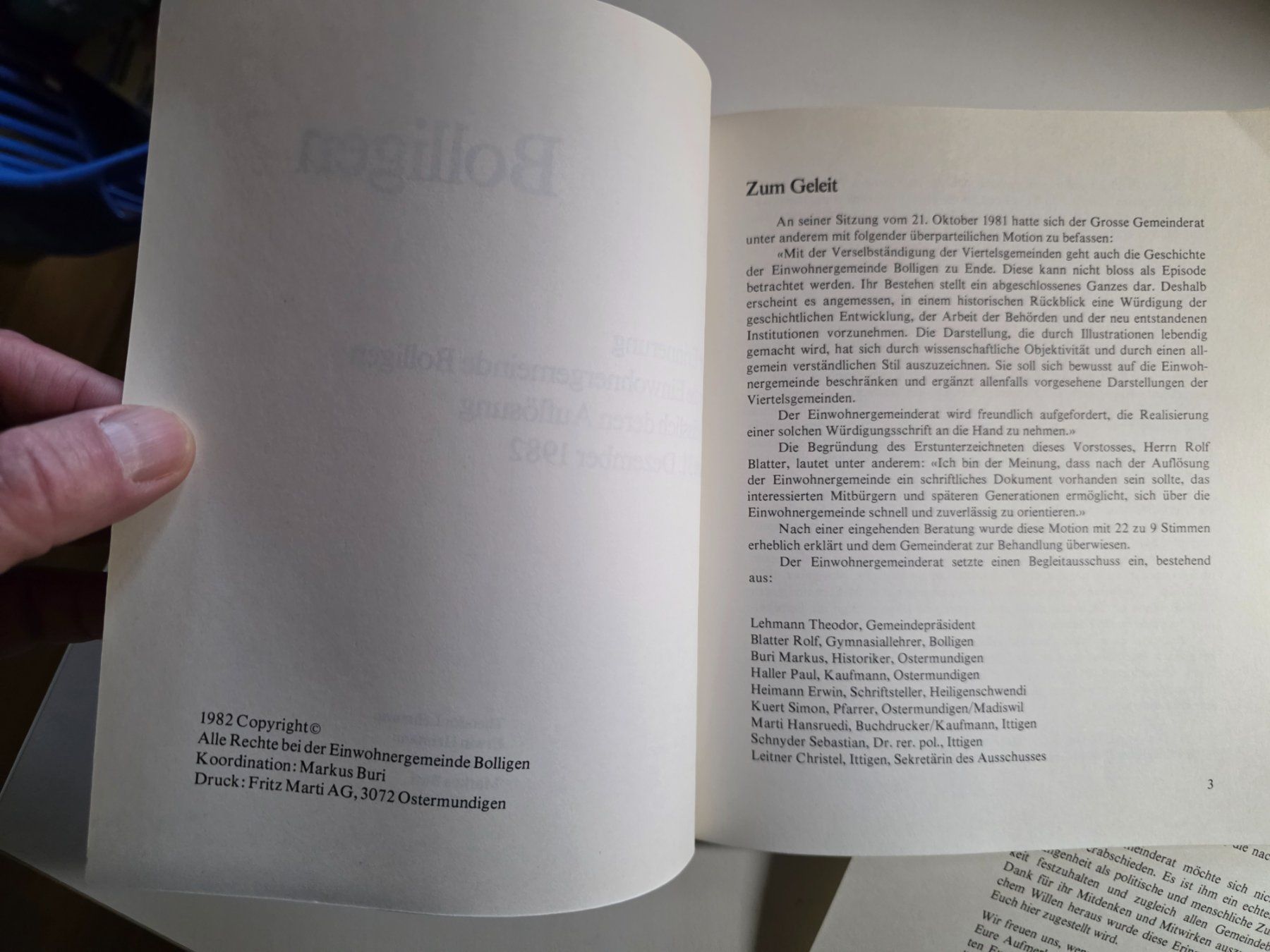 Libri: Einwohner Gemeinde Bolligen Erinnerungsschrift 1982 – Usato da Walterswil BE venduto da Lonitti 6
