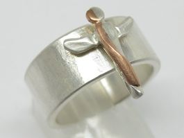 Unikat Ring Silber (925) 999 + MP Engel Gr. 56