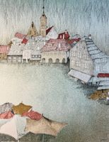CZINNER Ossi (1925-2014) - Wasser Dorfplatz - Lithographie
