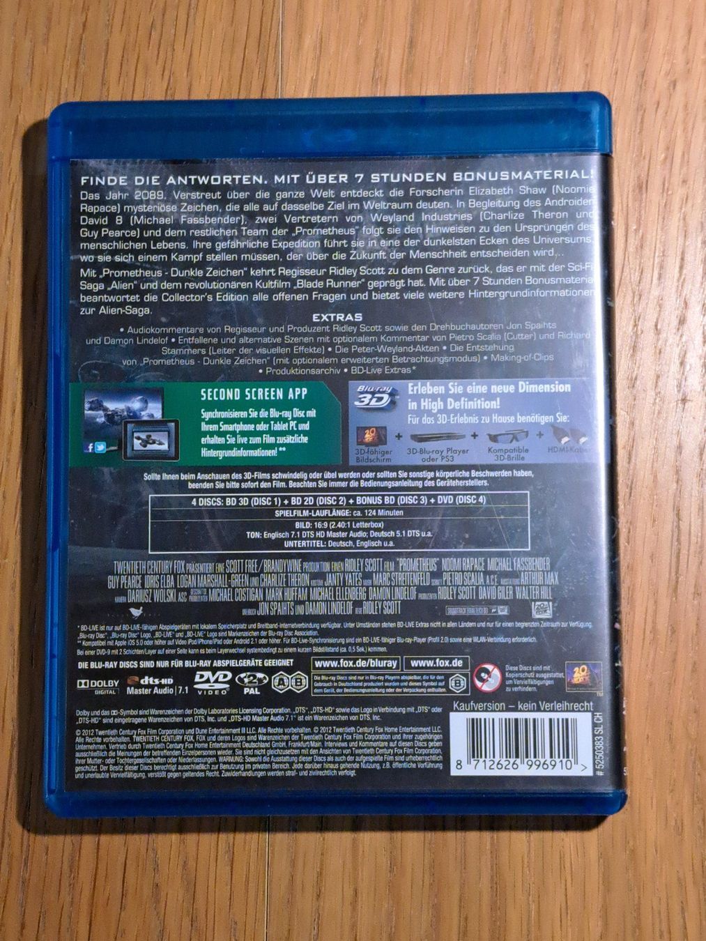 Tutti i DVDs: Blu-Ray Ridley Scotts Prometheus, 4-Disc Collector's Edition – Nuovo (secondo la descrizione) da Unterseen venduto da Kanica 1