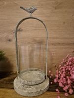 Windlicht/Kerzenhalter Vintage Look mit Vogel, neu