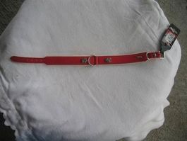 Leder Halsband m. Colliekopf  45 cm rot