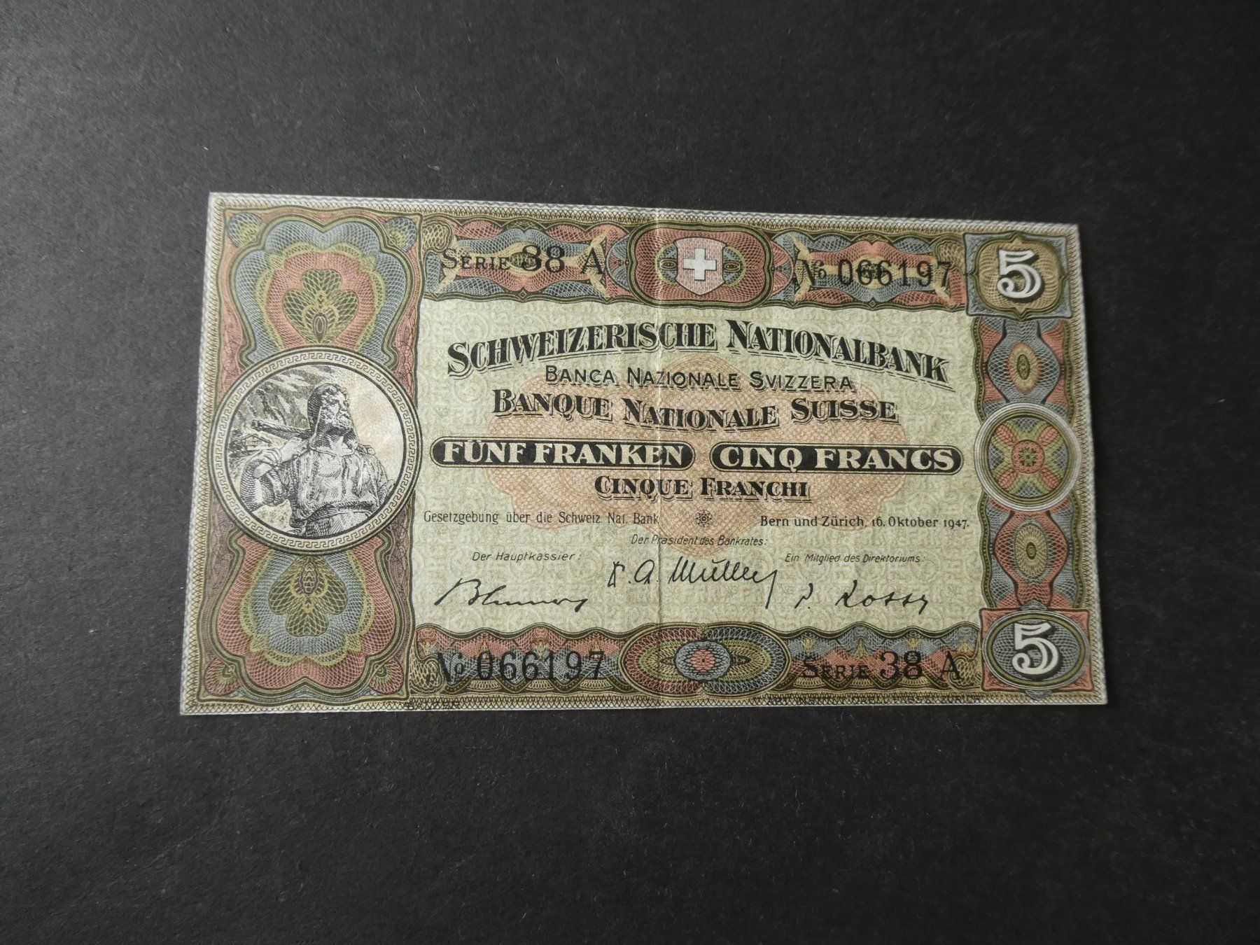 Banconote: Schweiz 1947, 5 Franken  - – Usato da Hinterforst venduto da rohusri