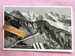 1933 Schynige-Platte-Bahn mit Eiger, Mönch und Jungfrau 