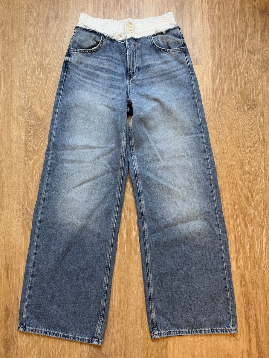 Pull&Bear Jeans: Jeans large avec taille tissu blanc Pull & Bear, t.32 – D'occasion à Tavannes par Thriftshop