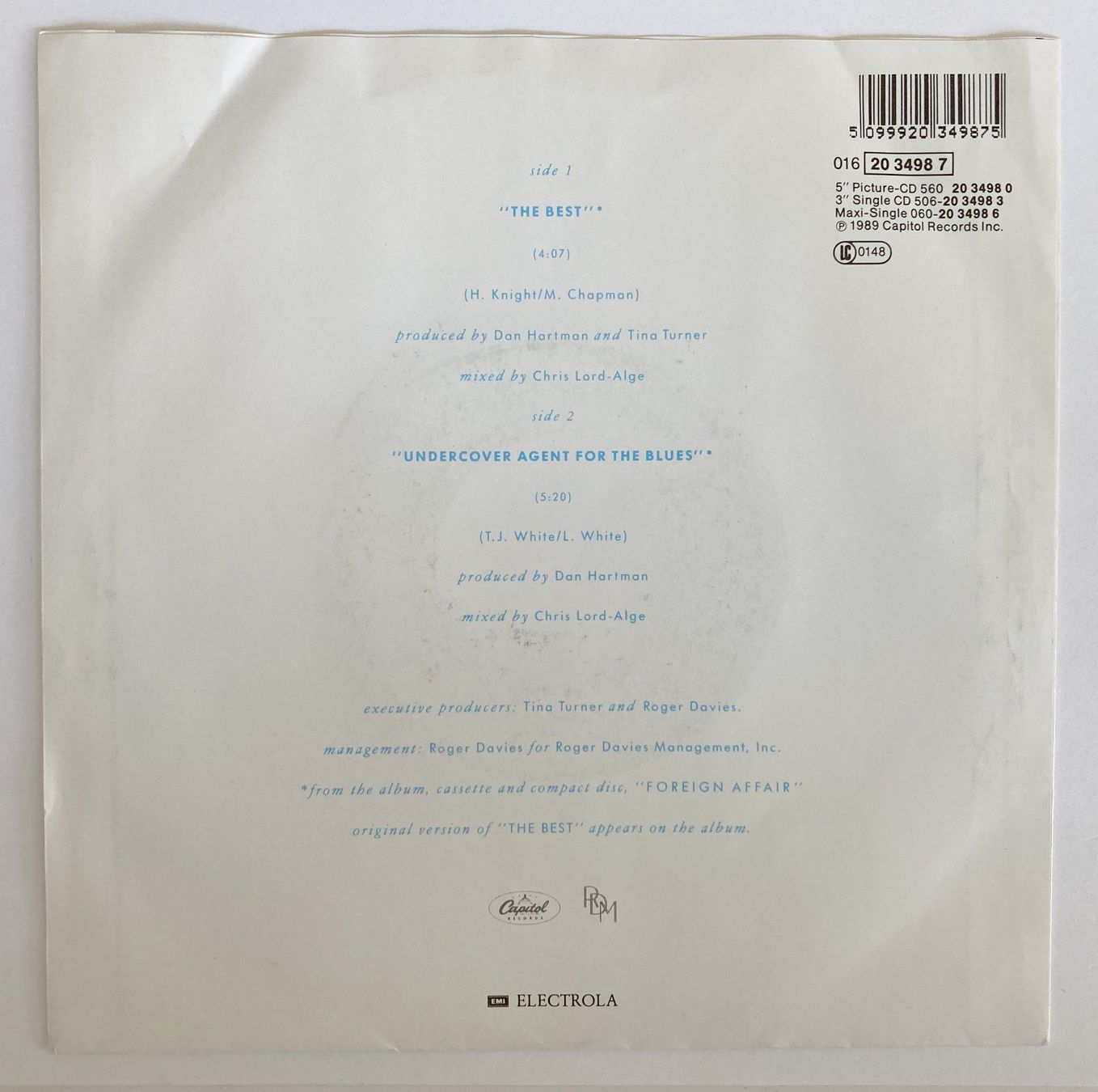 Schallplatten: TINA TURNER - THE BEST – Gebraucht aus Bottens von hotter-than-hell 1