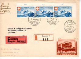 R - Brief Express Luzern mit Vignette 1939
