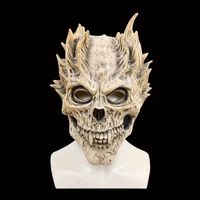Horror Maske Dämonen-Totenkopf mit Hörnern, Latex, neu